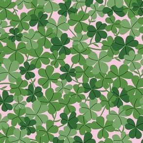 Little lucky Irish clover garden - Green springtime st patrick's day shamrock design olive green on pink