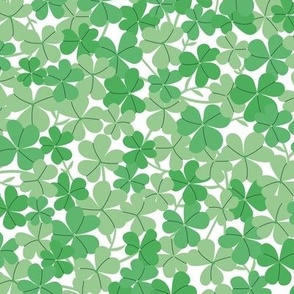 Little lucky Irish clover garden - Green springtime st patrick's day shamrock design jade green on white