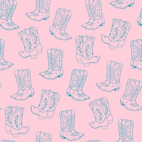 Cowboy boots outline (pink, medium)