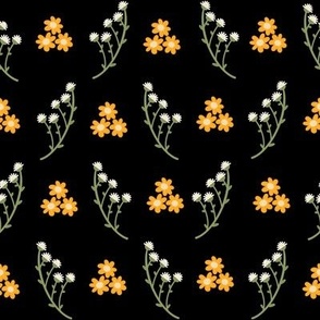 Symmetrical Wildflowers / white gypsophila on black background 