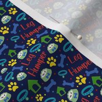 XS Extra Small Scale Leg Humper Rude Funny Sarcastic Dog Print on Navy