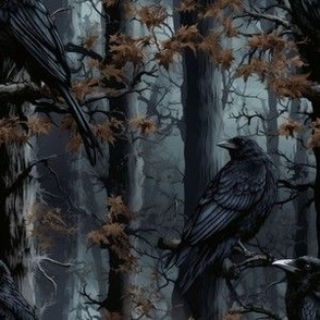 crow in forest