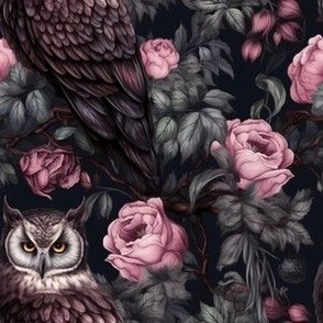 owl pink floral