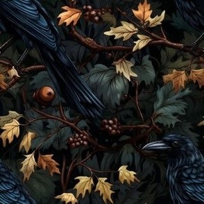 crow in autumn woods