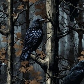 crow in woods