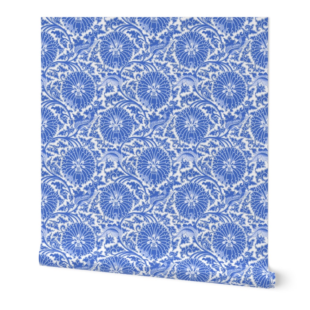 Antiqued And Reconstructed Floral Blue And White Flowers Chinoiserie 11