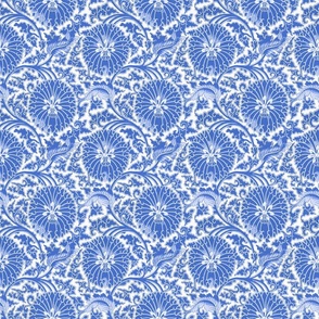 Antiqued And Reconstructed Floral Blue And White Flowers Chinoiserie 11