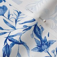 Antiqued And Reconstructed Floral Blue And White Flowers Chinoiserie 18