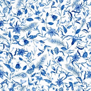 Antiqued And Reconstructed Floral Blue And White Flowers Chinoiserie 18
