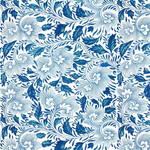 Antiqued And Reconstructed Floral Blue And White Flowers Chinoiserie 19