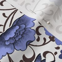 Antiqued And Reconstructed Floral Blue And White Flowers Chinoiserie 22