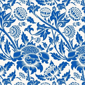 Antiqued And Reconstructed Floral Blue And White Flowers Chinoiserie 24