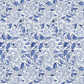 Antiqued And Reconstructed Floral Blue And White Flowers Chinoiserie 17