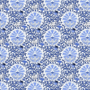 Antiqued And Reconstructed Floral Blue And White Flowers Chinoiserie 13