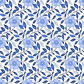 Antiqued And Reconstructed Floral Blue And White Flowers Chinoiserie 14