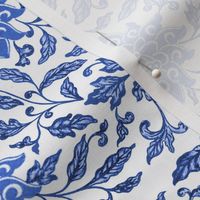 Antiqued And Reconstructed Floral Blue And White Flowers Chinoiserie 15