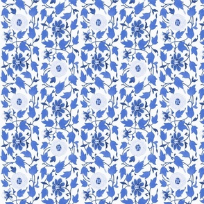 Antiqued And Reconstructed Floral Blue And White Flowers Chinoiserie 16