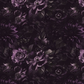 Opulent Flowers In Rich Purple And Pink Smaller Scale