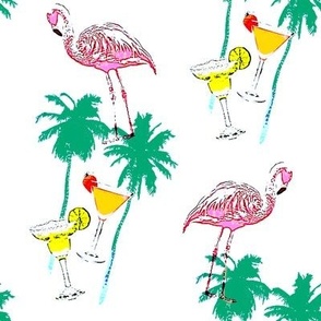 Flamingo Drinks on white.