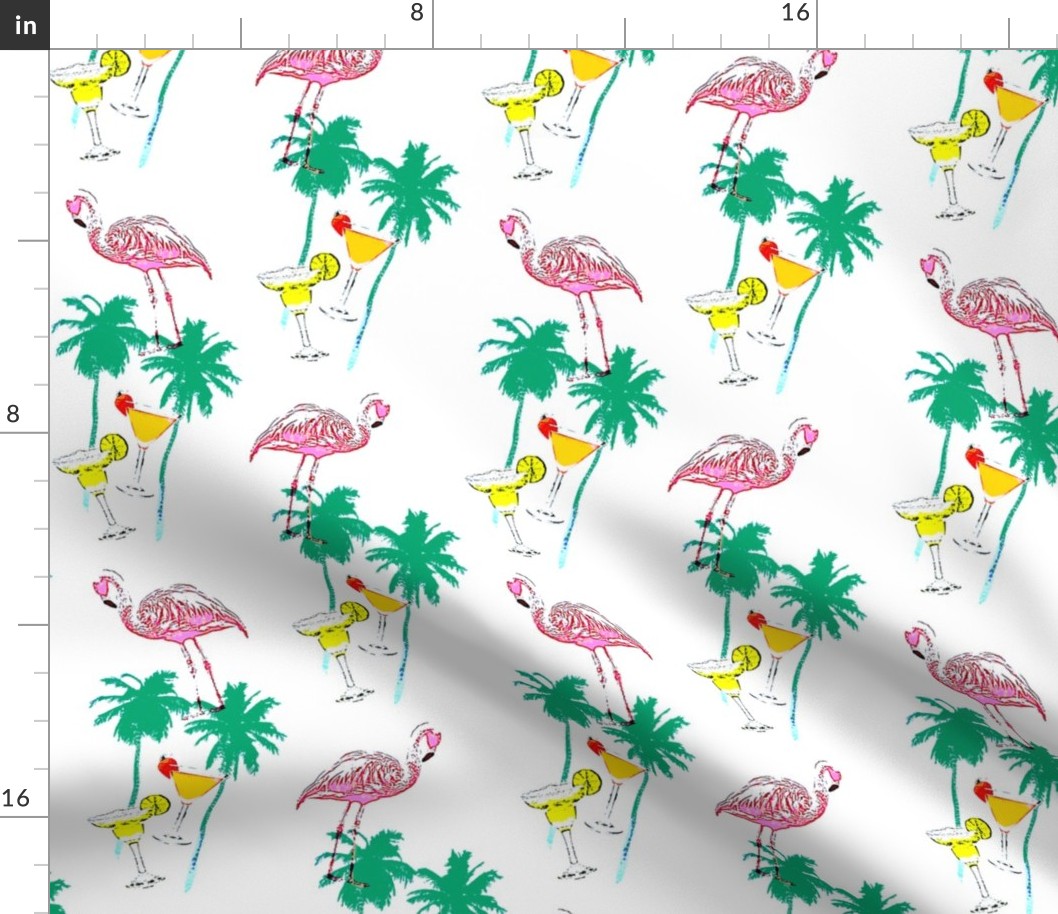 Flamingo Drinks on white.