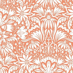 belinda blooms on coral orange wallpaper scale