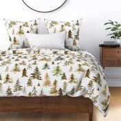 Rustic Forest Trees Watercolor Winter holiday Neutral Sand Jumbo Large