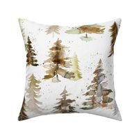 Rustic Forest Trees Watercolor Winter holiday Neutral Sand Jumbo Large