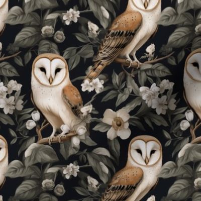 barn owls floral
