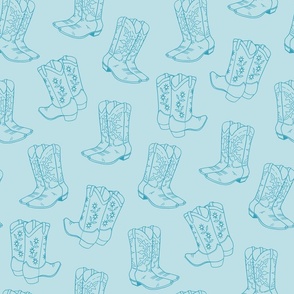 Cowboy boots outline (pale blue, medium)
