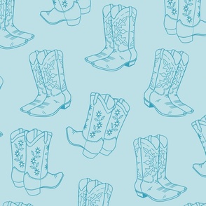 Cowboy boots outline (pale blue, large)