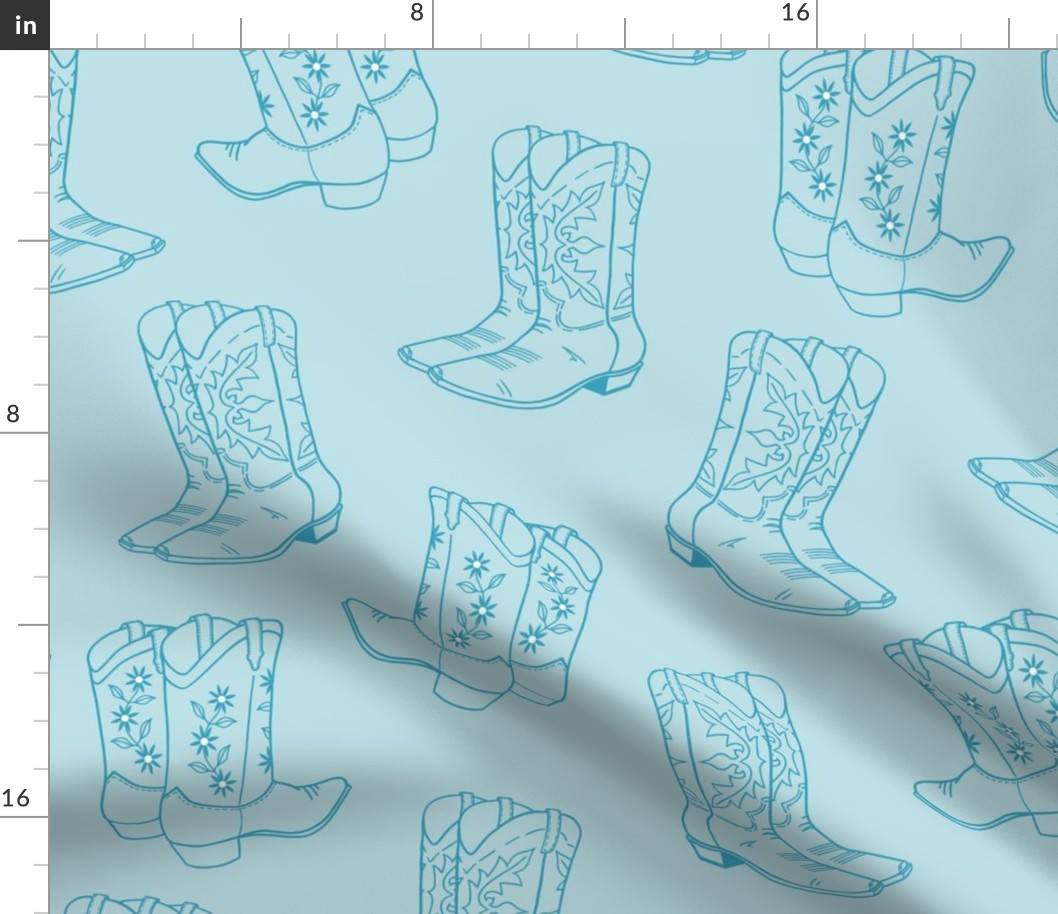 Cowboy boots outline (pale blue, large)