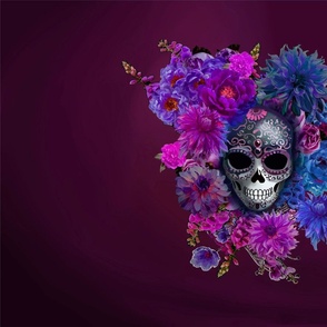 Skull_Floral_On_Cerise_Fat_Quarter