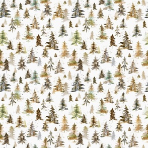 Rustic Forest Trees Watercolor Woodland Winter holiday Neutral Sand Small