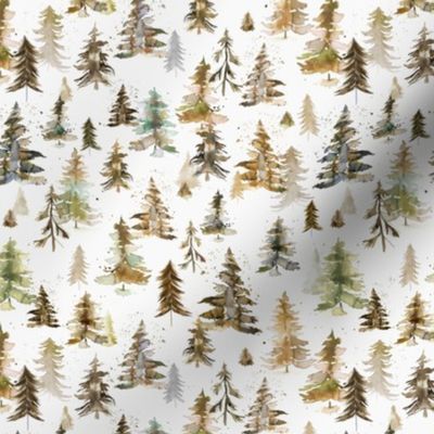 Rustic Forest Trees Watercolor Woodland Winter holiday Neutral Sand Micro