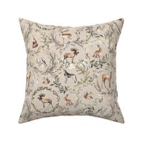 Forest - Forest animals toile - Rustic Beige - Small