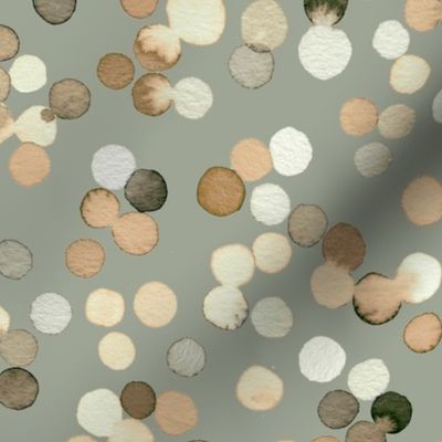 Watercolor dots - Neutral dots - Sage Green - Medium - MetallicWallpaperModern Wallpaper