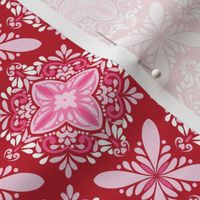 Pink and Red Damask - Valentine - 4.2"