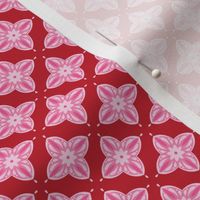 Pink and red clover geo damask - 1.33" small 