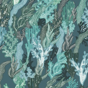 Abstract Seaweed - Dark Blue