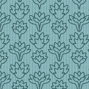 Teal Tranquility: Green Succulent Elegance Medium