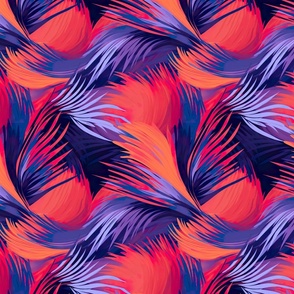 Fiery Feather Swirl - Vivid Palm Brushstroke
