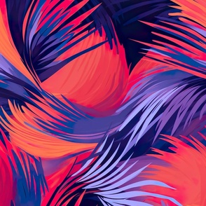 Jumbo Fiery Feather Swirl - Vivid Palm Brushstroke