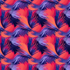 Small Fiery Feather Swirl - Vivid Palm Brushstroke