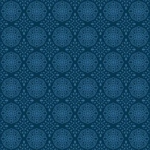 Intricate motifs in monochromatic blue/ indigo /  Block print inspired pattern 