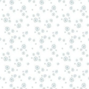 Mini print non-directional floral pattern with Australian gumtree flowers in light duck egg green and white