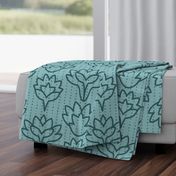 Teal Tranquility: Green Succulent Elegance Large