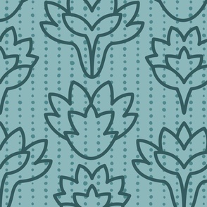 Teal Tranquility: Green Succulent Elegance Large