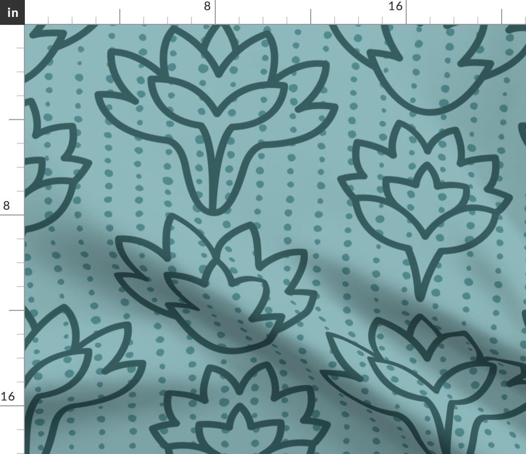 Teal Tranquility: Green Succulent Elegance Large