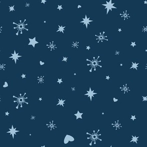 Holiday Snowy Stars + Hearts in Midnight + Powder Blue
