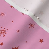  Holiday Snowy Stars + Hearts in Pink + Poinsettia Red